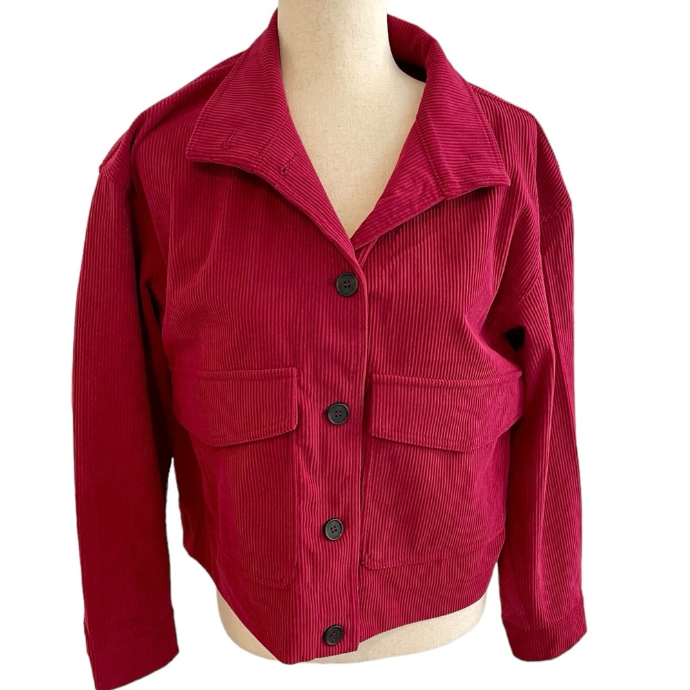 AVEC LES FILLES Corduroy Jacket Shacket Raspberry New With Tags